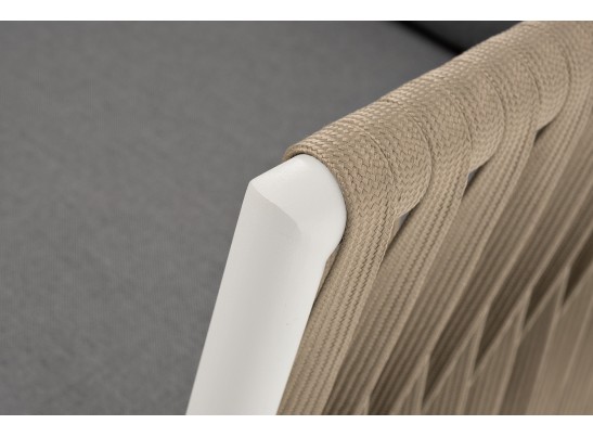 "Касабланка" кресло плетеное из роупа, каркас алюминий светло-серый (RAL7035) муар, роуп серо-коричневый 23мм, ткань серая 017 в Каменске-Уральском