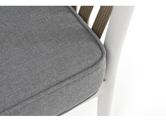 "Касабланка" кресло плетеное из роупа, каркас алюминий светло-серый (RAL7035) муар, роуп серо-коричневый 23мм, ткань серая 017 в Каменске-Уральском