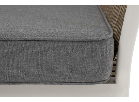 "Касабланка" кресло плетеное из роупа, каркас алюминий светло-серый (RAL7035) муар, роуп серо-коричневый 23мм, ткань серая 017 в Каменске-Уральском