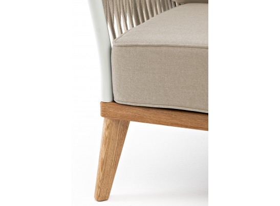 "Касабланка" кресло плетеное из роупа, основание дуб, роуп серо-коричневый 23мм, ткань серая в Каменске-Уральском