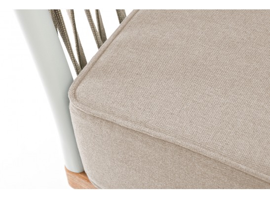 "Касабланка" кресло плетеное из роупа, основание дуб, роуп серо-коричневый 23мм, ткань серая в Каменске-Уральском