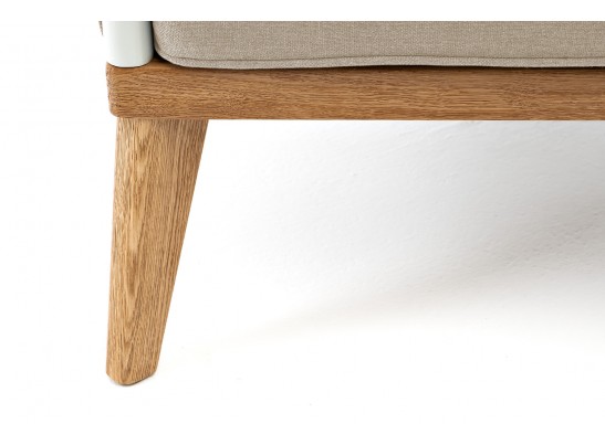 "Касабланка" кресло плетеное из роупа, основание дуб, роуп серо-коричневый 23мм, ткань серая в Каменске-Уральском