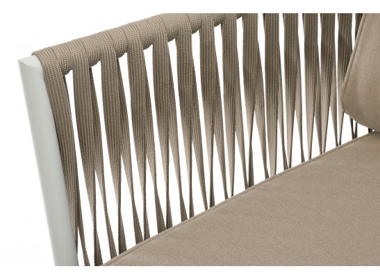 "Касабланка" кресло плетеное из роупа, основание дуб, роуп серо-коричневый 23мм, ткань серая в Каменске-Уральском