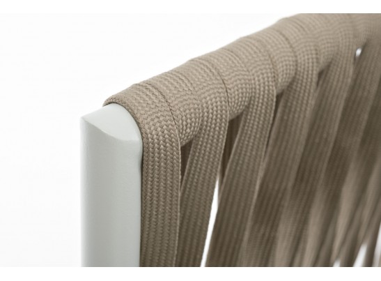 "Касабланка" кресло плетеное из роупа, основание дуб, роуп серо-коричневый 23мм, ткань серая в Каменске-Уральском