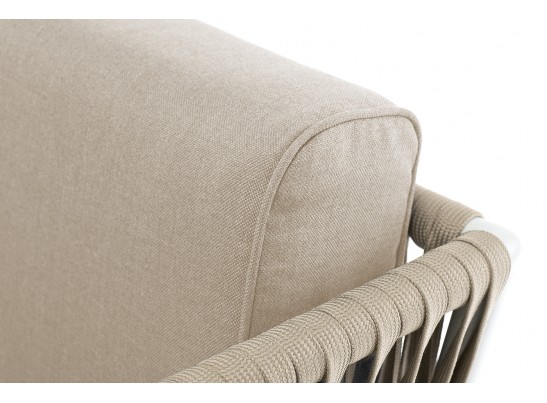 "Касабланка" кресло плетеное из роупа, основание дуб, роуп серо-коричневый 23мм, ткань серая в Каменске-Уральском