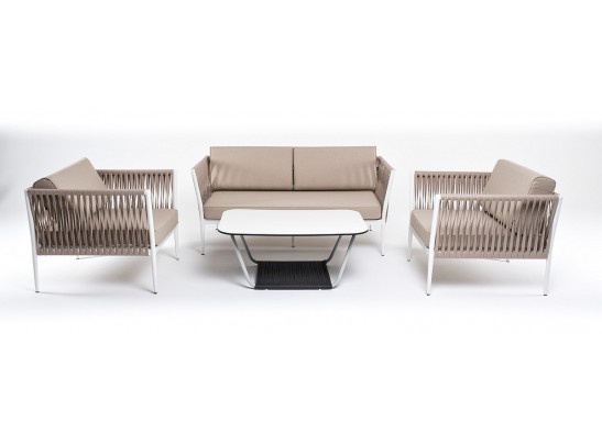 "Касабланка" лаунж-зона плетеная из роупа 4-местная, цвет серо-коричневый в Каменске-Уральском