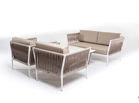 "Касабланка" лаунж-зона плетеная из роупа 4-местная, цвет серо-коричневый в Каменске-Уральском