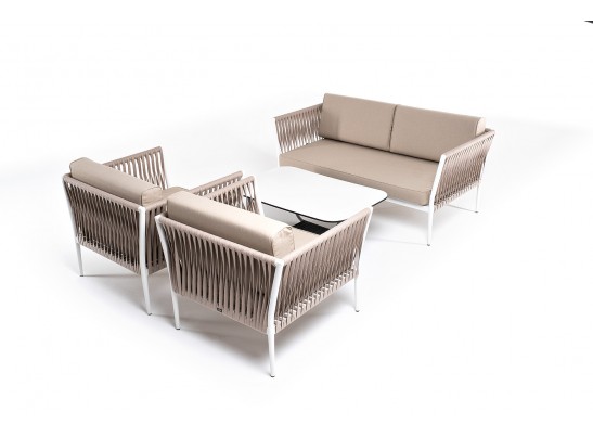 "Касабланка" лаунж-зона плетеная из роупа 4-местная, цвет серо-коричневый в Каменске-Уральском