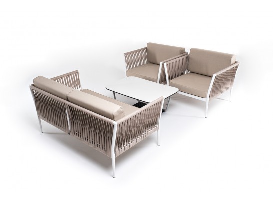 "Касабланка" лаунж-зона плетеная из роупа 4-местная, цвет серо-коричневый в Каменске-Уральском