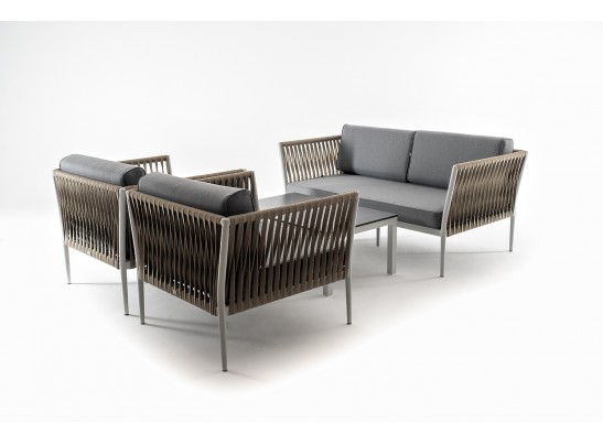 "Касабланка" лаунж-зона плетеная из роупа 4-местная, цвет серый в Каменске-Уральском