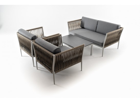 "Касабланка" лаунж-зона плетеная из роупа 4-местная, цвет серый в Каменске-Уральском