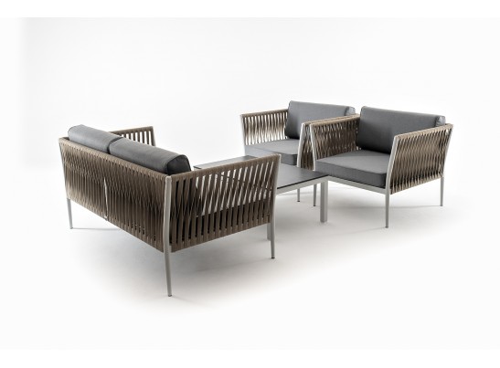 "Касабланка" лаунж-зона плетеная из роупа 4-местная, цвет серый в Каменске-Уральском