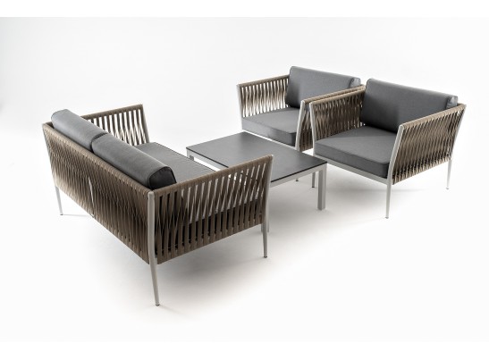 "Касабланка" лаунж-зона плетеная из роупа 4-местная, цвет серый в Каменске-Уральском