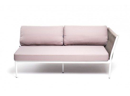 "Касабланка" левый модуль плетеный из роупа, каркас алюминий светло-серый (RAL7035) муар, роуп серо-коричневый 23мм, ткань бежевая 052 в Каменске-Уральском