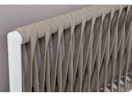 "Касабланка" угловой модуль плетеный из роупа, каркас алюминий светло-серый (RAL7035) шагрень, роуп серо-коричневый 23мм, ткань Neo ash в Каменске-Уральском