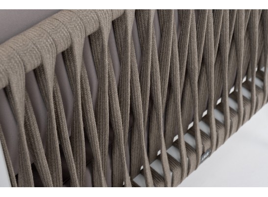"Касабланка" угловой модуль плетеный из роупа, каркас алюминий светло-серый (RAL7035) шагрень, роуп серо-коричневый 23мм, ткань Neo ash в Каменске-Уральском