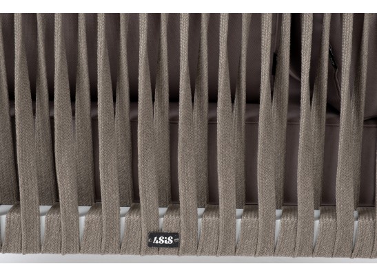 "Касабланка" угловой модуль плетеный из роупа, каркас алюминий светло-серый (RAL7035) шагрень, роуп серо-коричневый 23мм, ткань Neo ash в Каменске-Уральском