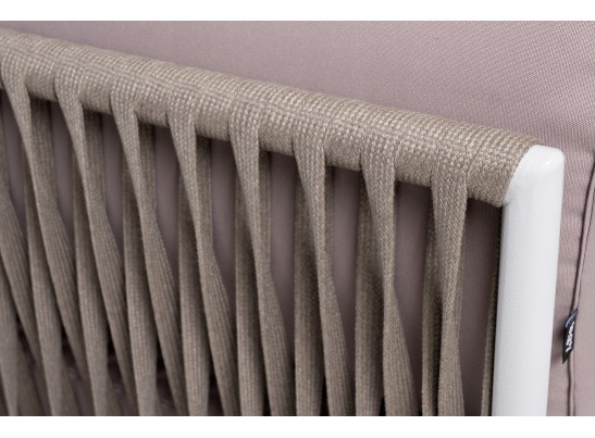 "Касабланка" левый модуль плетеный из роупа, каркас алюминий светло-серый (RAL7035) шагрень, роуп серо-коричневый 23мм, ткань Neo ash в Каменске-Уральском