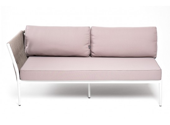 "Касабланка" правый модуль плетеный из роупа, каркас алюминий светло-серый (RAL7035) шагрень, роуп серо-коричневый 23мм, ткань Neo ash в Каменске-Уральском