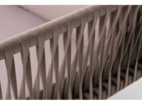 "Касабланка" правый модуль плетеный из роупа, каркас алюминий светло-серый (RAL7035) шагрень, роуп серо-коричневый 23мм, ткань Neo ash в Каменске-Уральском