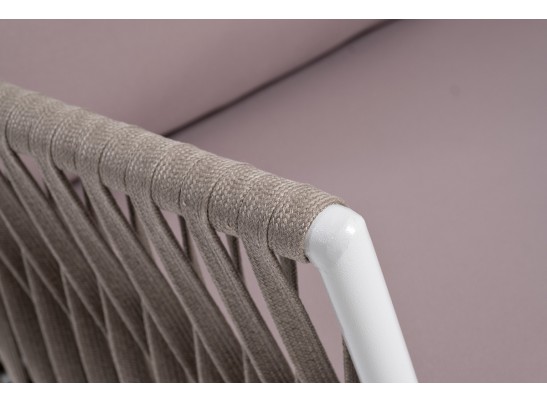 "Касабланка" правый модуль плетеный из роупа, каркас алюминий светло-серый (RAL7035) шагрень, роуп серо-коричневый 23мм, ткань Neo ash в Каменске-Уральском