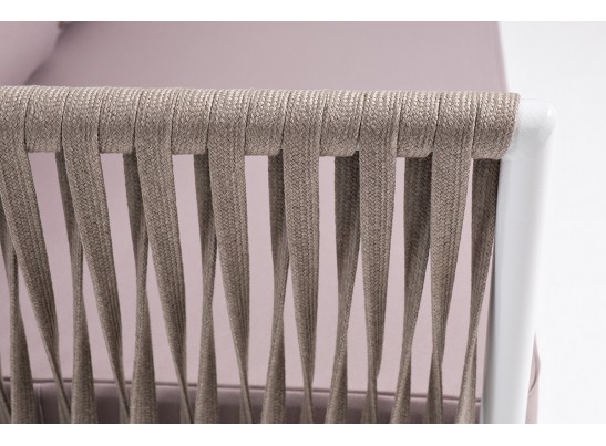 "Касабланка" правый модуль плетеный из роупа, каркас алюминий светло-серый (RAL7035) шагрень, роуп серо-коричневый 23мм, ткань Neo ash в Каменске-Уральском