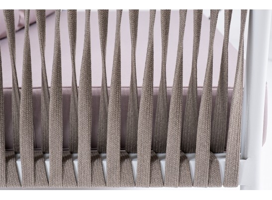 "Касабланка" правый модуль плетеный из роупа, каркас алюминий светло-серый (RAL7035) шагрень, роуп серо-коричневый 23мм, ткань Neo ash в Каменске-Уральском