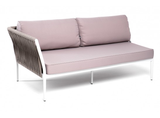 "Касабланка" правый модуль плетеный из роупа, каркас алюминий светло-серый (RAL7035) муар, роуп серо-коричневый 23мм, ткань бежевая 052 в Каменске-Уральском