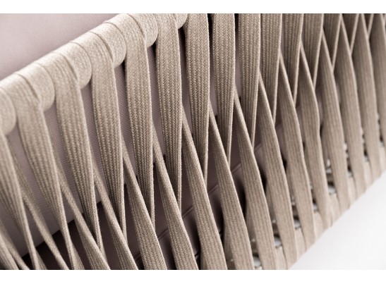 "Касабланка" правый модуль плетеный из роупа, каркас алюминий светло-серый (RAL7035) муар, роуп серо-коричневый 23мм, ткань бежевая 052 в Каменске-Уральском