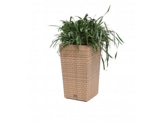 "Капучино" кашпо для цветов плетеное из искусственного ротанга, цвет соломенный в Каменске-Уральском