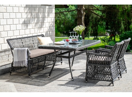 "Катания" обеденная группа плетеная на 4 персоны, цвет графит в Каменске-Уральском