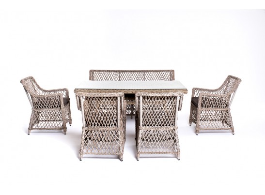 "Катания" обеденная группа плетеная на 6 персон, цвет бежевый в Каменске-Уральском