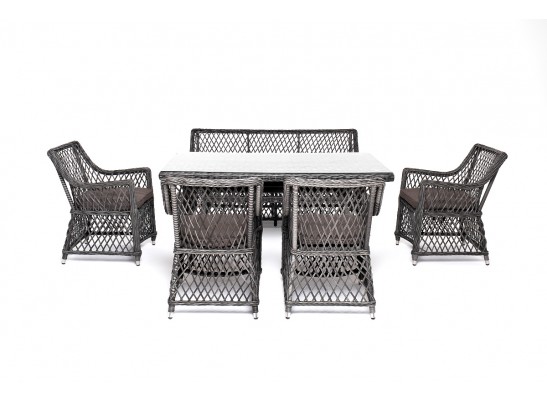 "Катания" обеденная группа плетеная на 6 персон, цвет графит в Каменске-Уральском