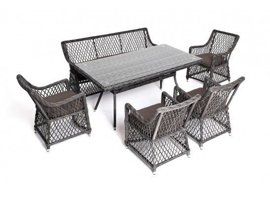 "Катания" обеденная группа плетеная на 6 персон, цвет графит в Каменске-Уральском