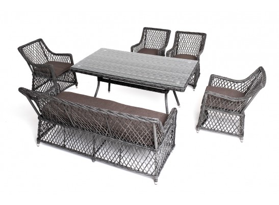 "Катания" обеденная группа плетеная на 6 персон, цвет графит в Каменске-Уральском