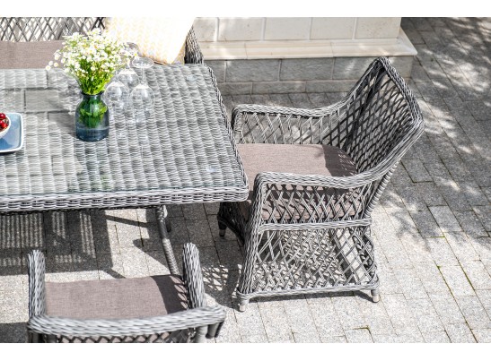 "Катания" обеденная группа плетеная на 6 персон, цвет графит в Каменске-Уральском