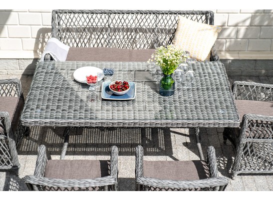 "Катания" обеденная группа плетеная на 6 персон, цвет графит в Каменске-Уральском