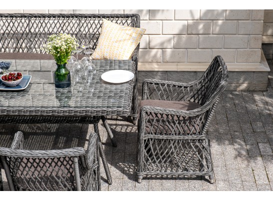 "Катания" обеденная группа плетеная на 6 персон, цвет графит в Каменске-Уральском