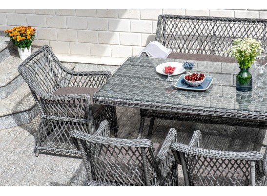 "Катания" обеденная группа плетеная на 6 персон, цвет графит в Каменске-Уральском