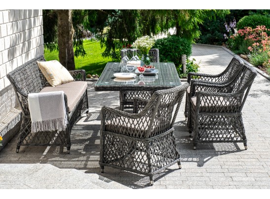 "Катания" обеденная группа плетеная на 6 персон, цвет графит в Каменске-Уральском