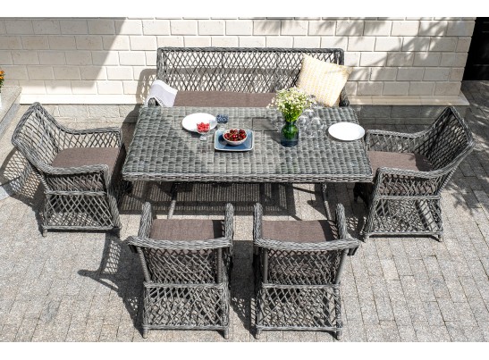 "Катания" обеденная группа плетеная на 6 персон, цвет графит в Каменске-Уральском