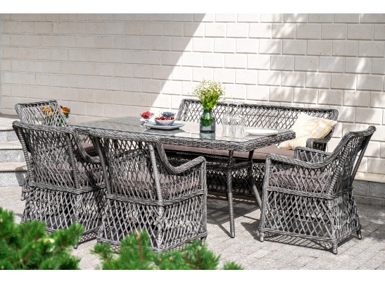 "Катания" обеденная группа плетеная на 6 персон, цвет графит в Каменске-Уральском