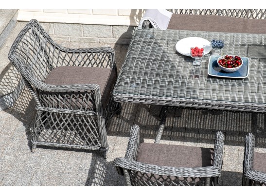 "Катания" обеденная группа плетеная на 6 персон, цвет графит в Каменске-Уральском