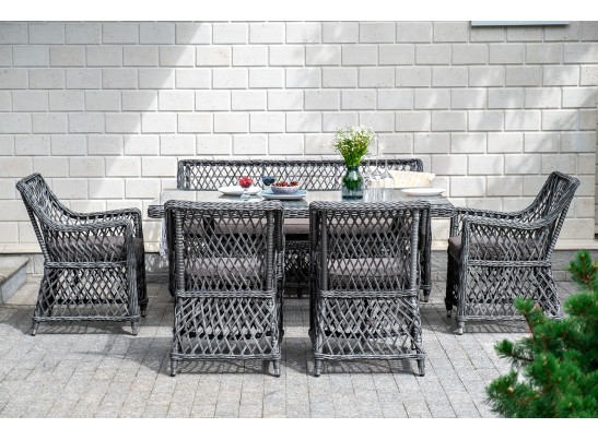 "Катания" обеденная группа плетеная на 6 персон, цвет графит в Каменске-Уральском