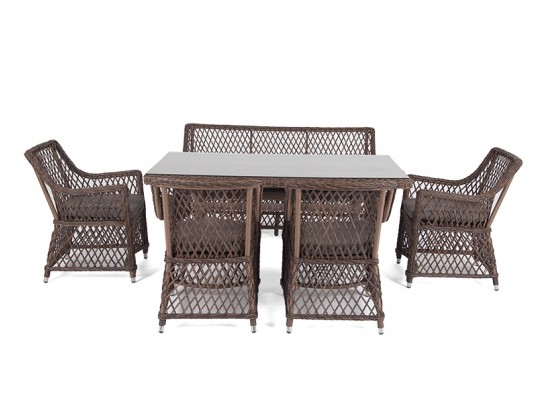"Катания" обеденная группа плетеная на 6 персон, цвет коричневый в Каменске-Уральском