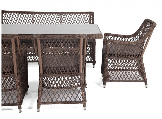 "Катания" обеденная группа плетеная на 6 персон, цвет коричневый в Каменске-Уральском