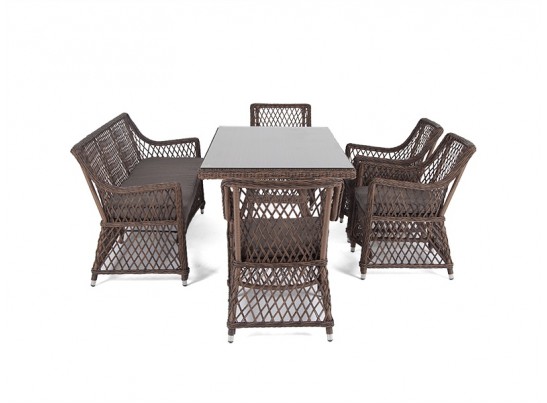 "Катания" обеденная группа плетеная на 6 персон, цвет коричневый в Каменске-Уральском