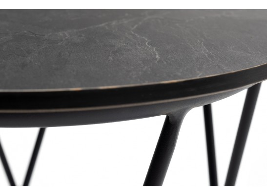 "Колумбия" журнальный стол из HPL круглый Ø40 H55, каркас из алюминия темно-серый (RAL 7024), цвет столешницы "серый гранит" в Каменске-Уральском