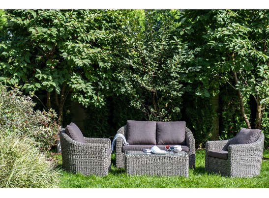 "Кон Панна" диван из искусственного ротанга (гиацинт) двухместный, цвет серый в Каменске-Уральском