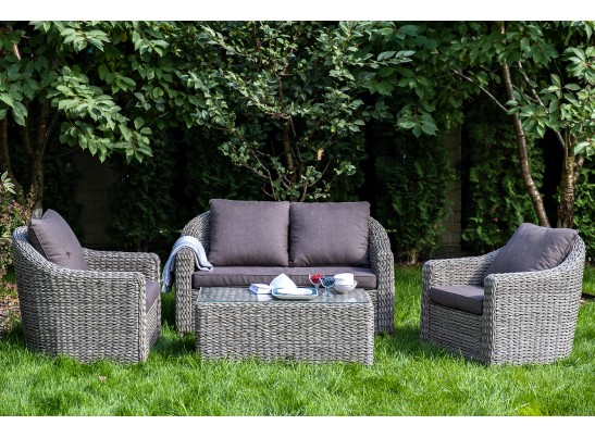 "Кон Панна" диван из искусственного ротанга (гиацинт) двухместный, цвет серый в Каменске-Уральском